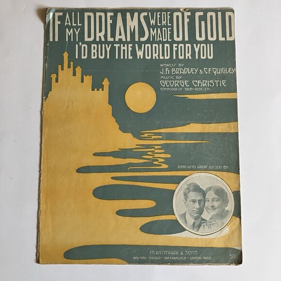 1910s Vintage Sheet Music Huckleberry Finn - If All My Dreams Were Made of Gold - Picture 5 of 16